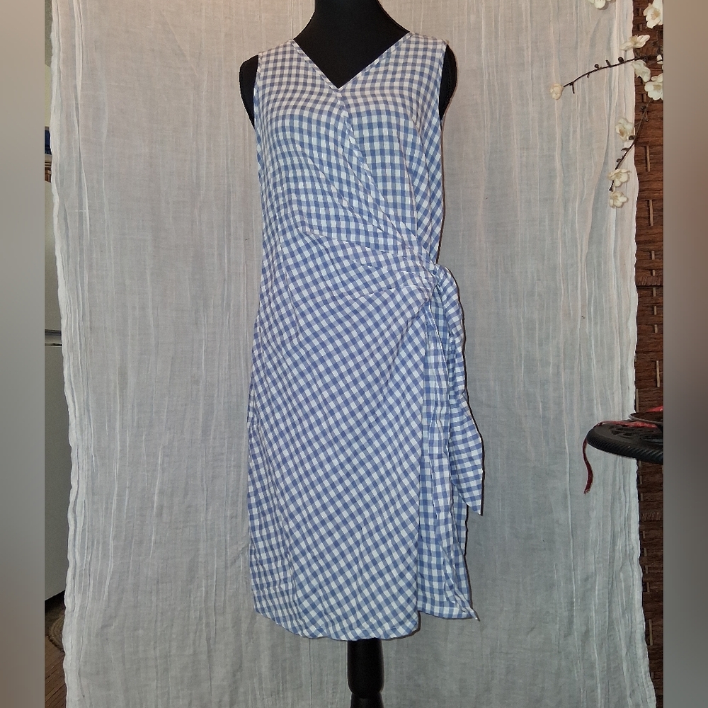 Tribal Blue and White Checkered Dress